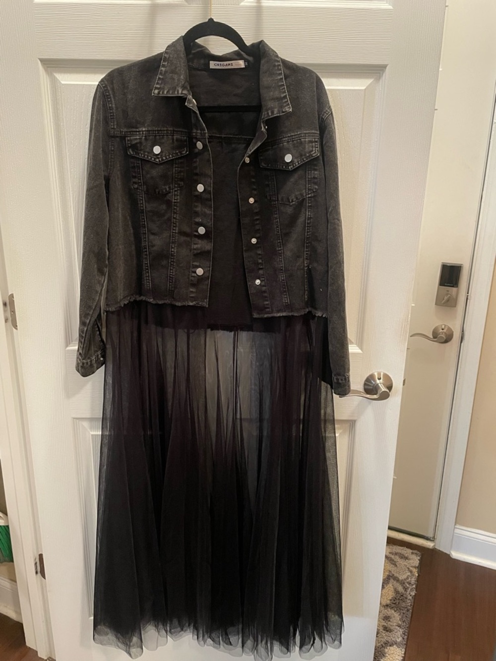 ORIGAMI Cropped Black Denim Jacket with Black Tulle Skirt